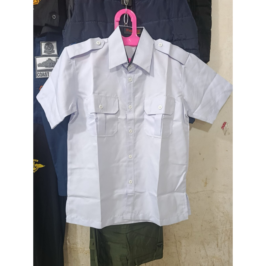 KEMEJA PNS POLOSAN/ BAJU DINAS LENGAN PENDEK - PANJANG/ KEMEJA DINAS PUTIH ( COWOK / CEWEK) BAHAN TE