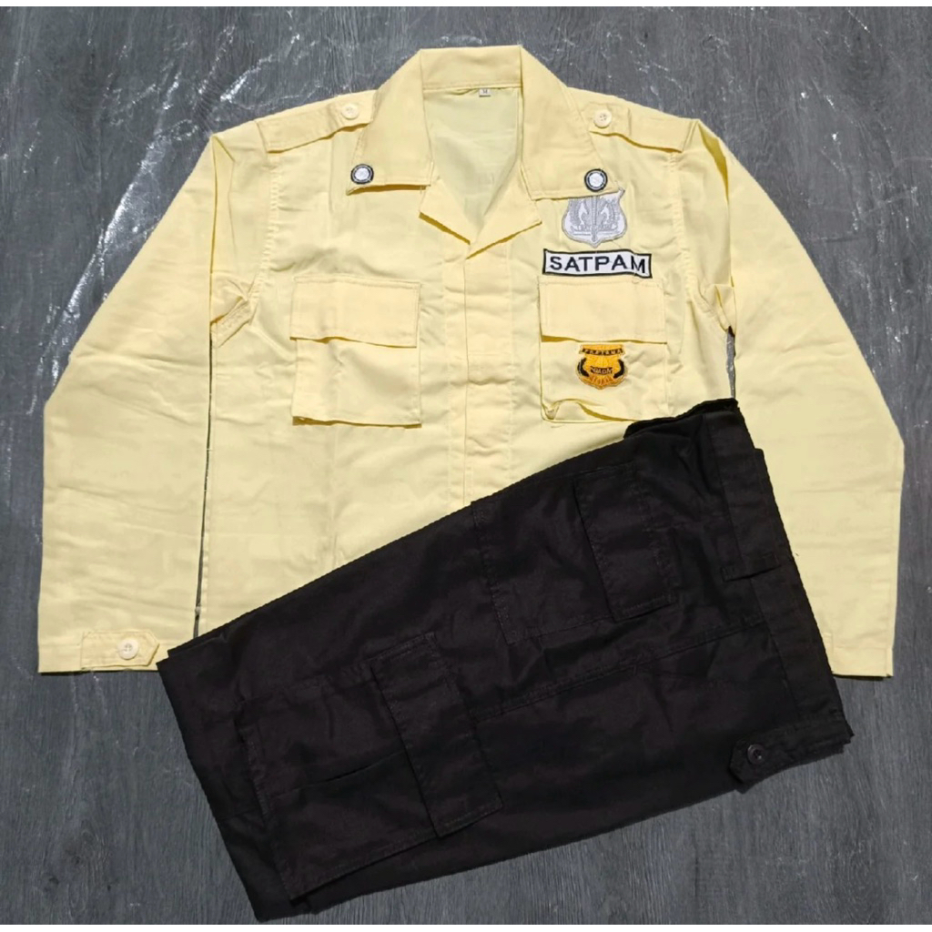Baju Seragam Satpam Scurity Cream terbaru / Stelan PDL Terbaru Satpam