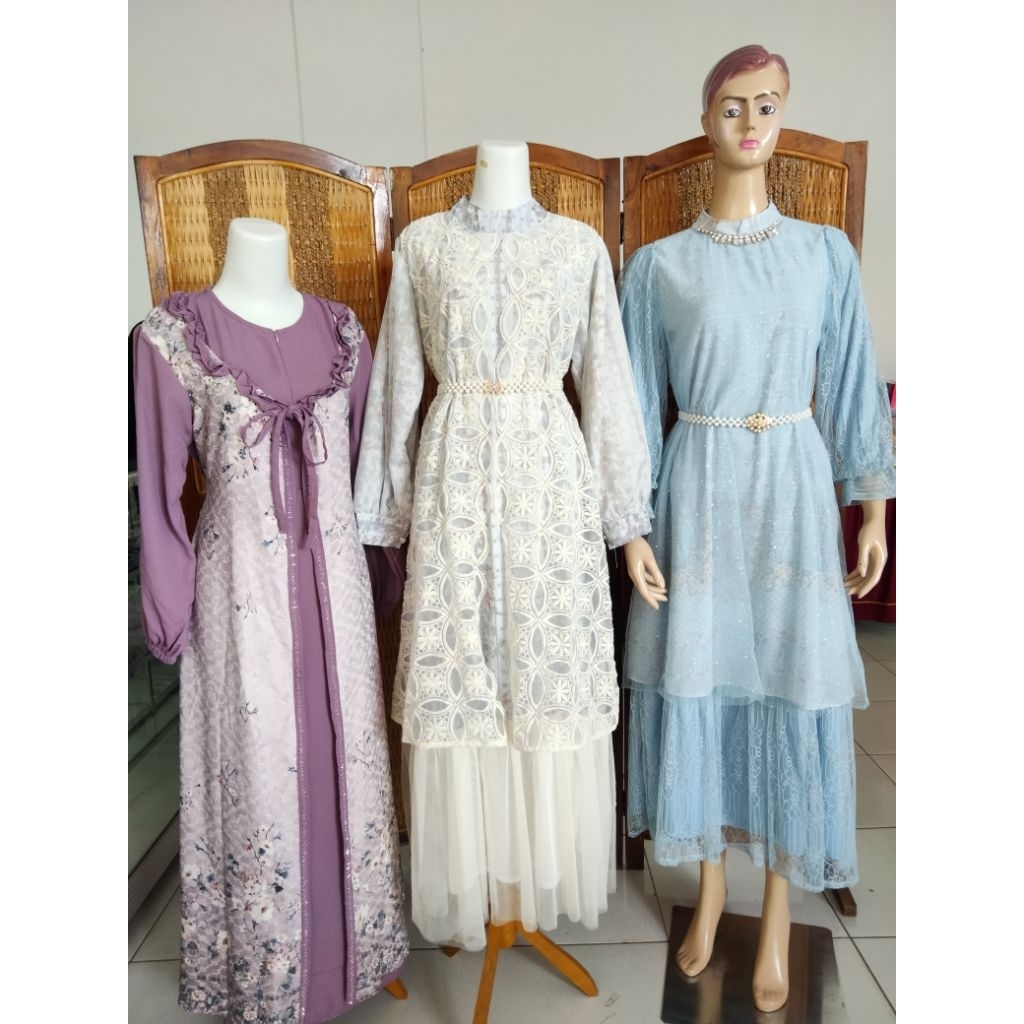 Gamis Brokat Kombinasi Tile Premium – Elegant Dress Wanita