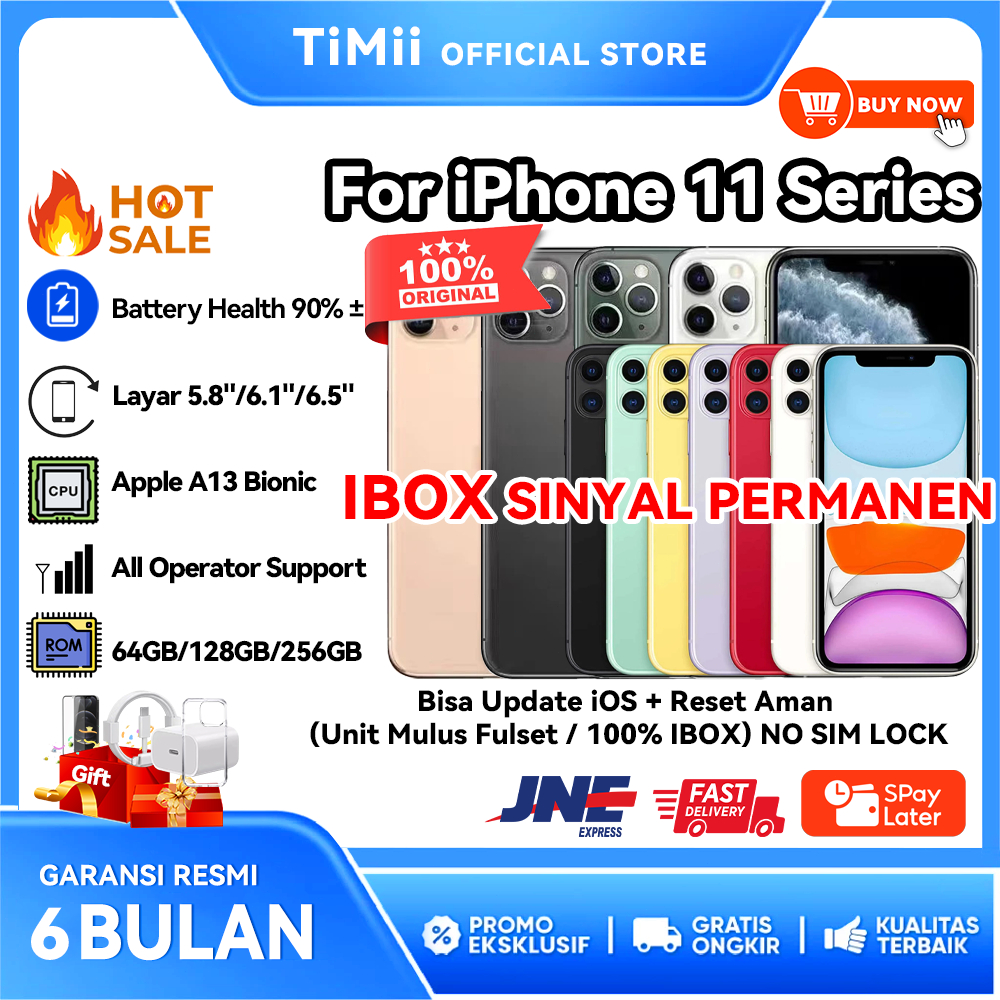 iPhone 11 Second Bekas 100% Original iBOX Sinyal Permanen iP 11 / 11 Pro / 11 Pro Max 64GB 128GB 256
