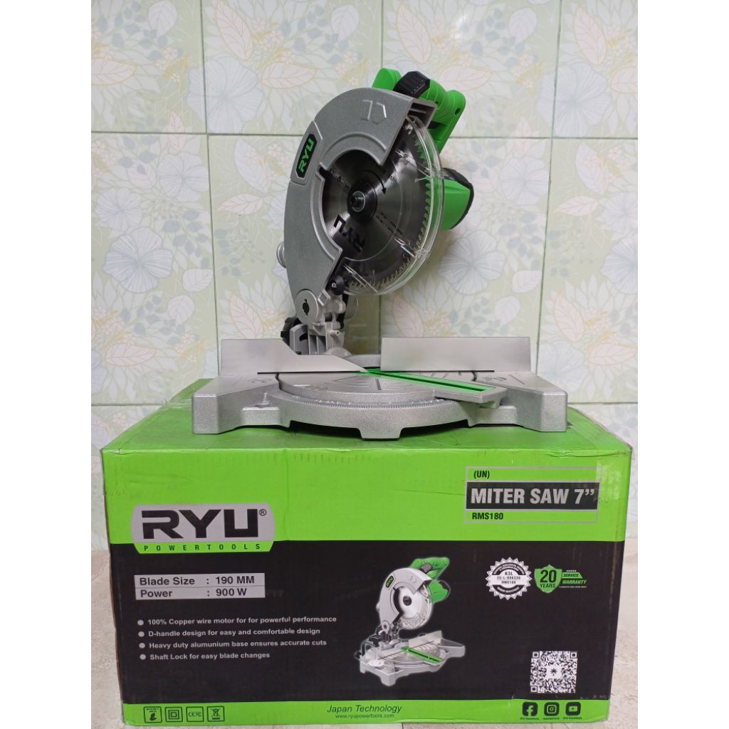 Miter Saw Ryu 7" RMS 180 - Mesin Potong Aluminium 7" Ryu - Mitre Saw RMS180