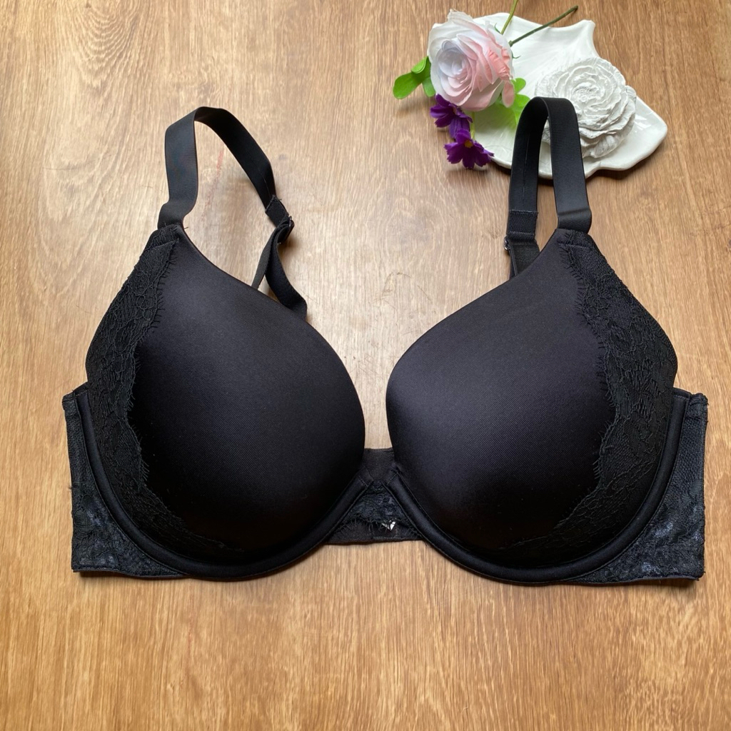 BRANDED EROPA PUSH UP BRA BERKAWAT SIZE 40D D90 40E E90 40C 40D BH WARNA HITAM BUSA TEBAL
