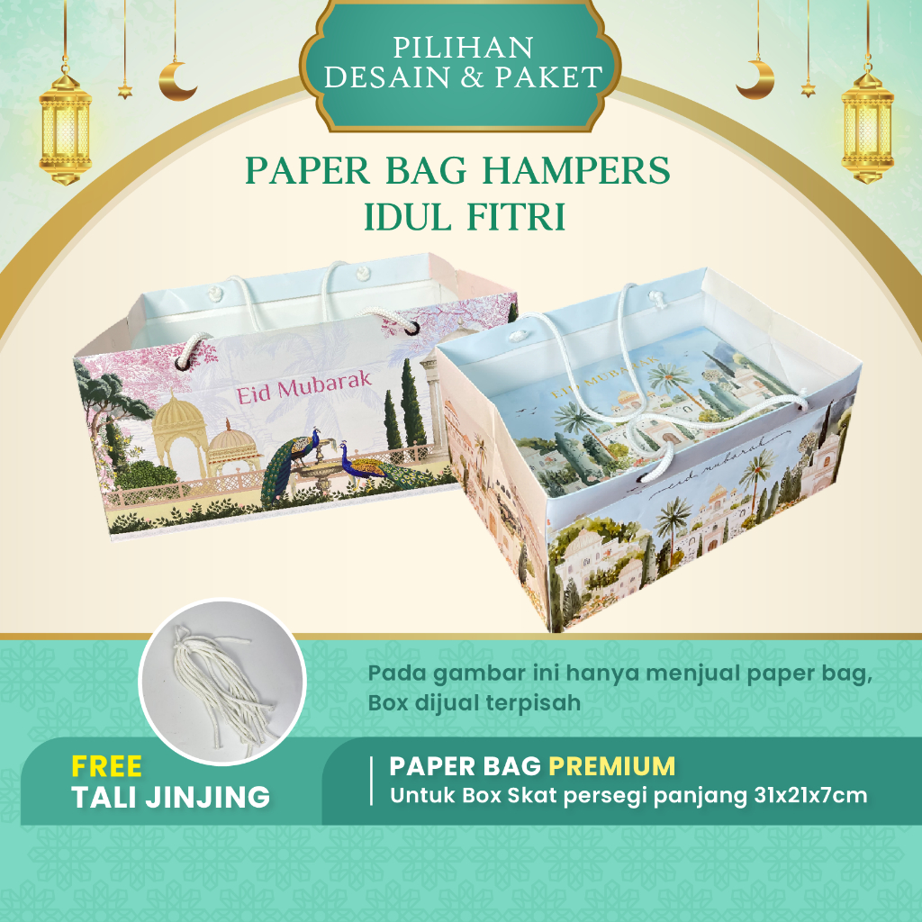 Paperbag Lebaran Idul Fitri Premium Hampers Aesthetics | Paper Bag Gift Box Kue Kering / Cake Box | 