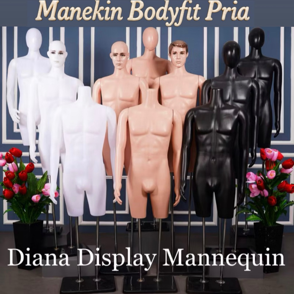 MANEKIN BODYFIT PRIA DEWASA PLASTIK SET TIANG BESI - PATUNG BAJU DAN CELANA PRIA - KEMEJA - KAOS