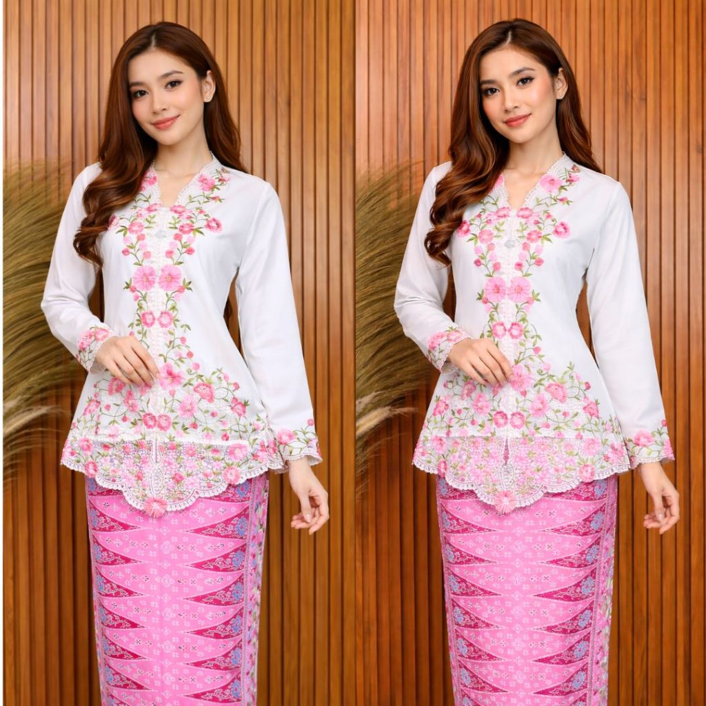 Kebaya Encim Betawi Modern Bordir Bunga / Encim Putih Pilihan Warna