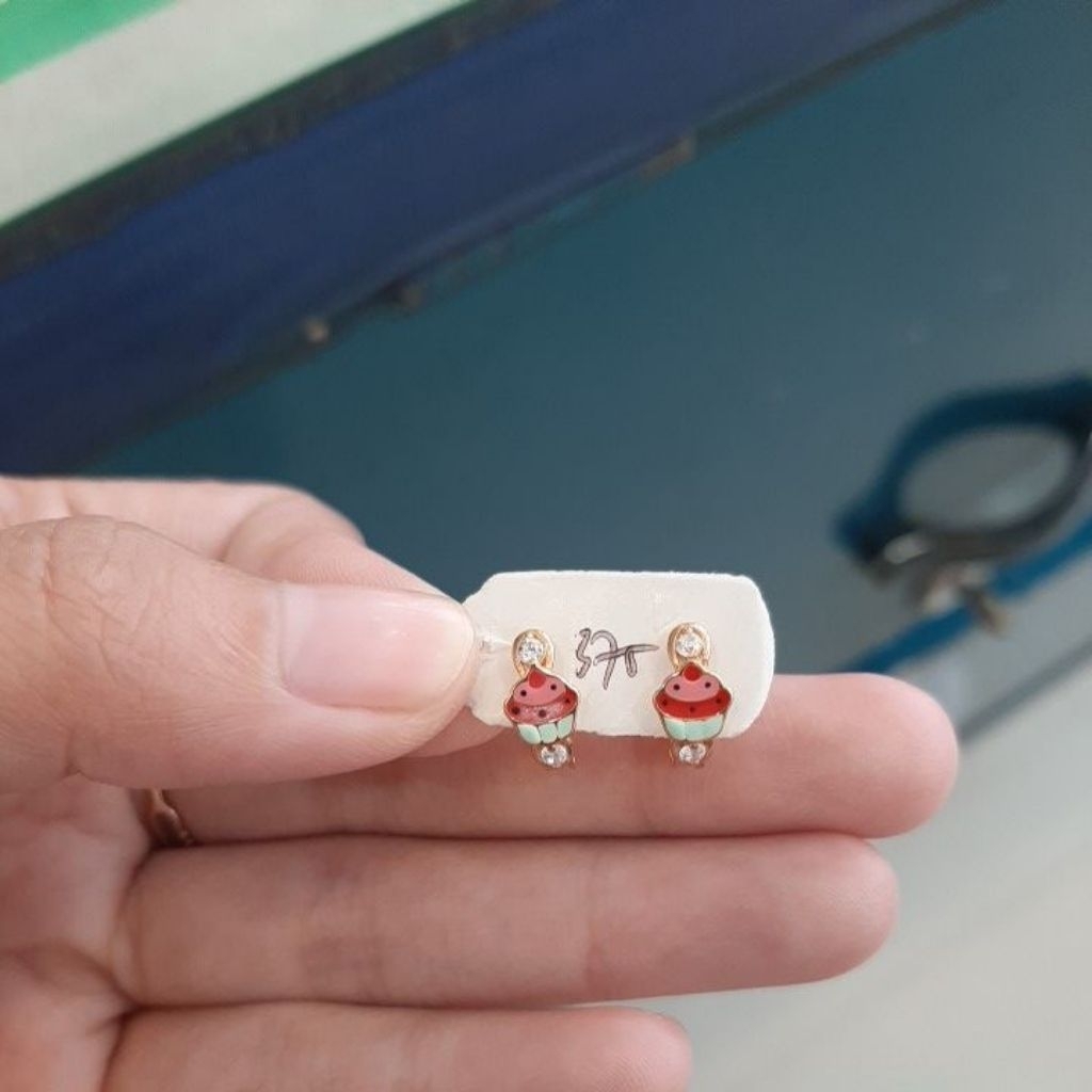 Anting anak jepit emas asli kadar 375 8k