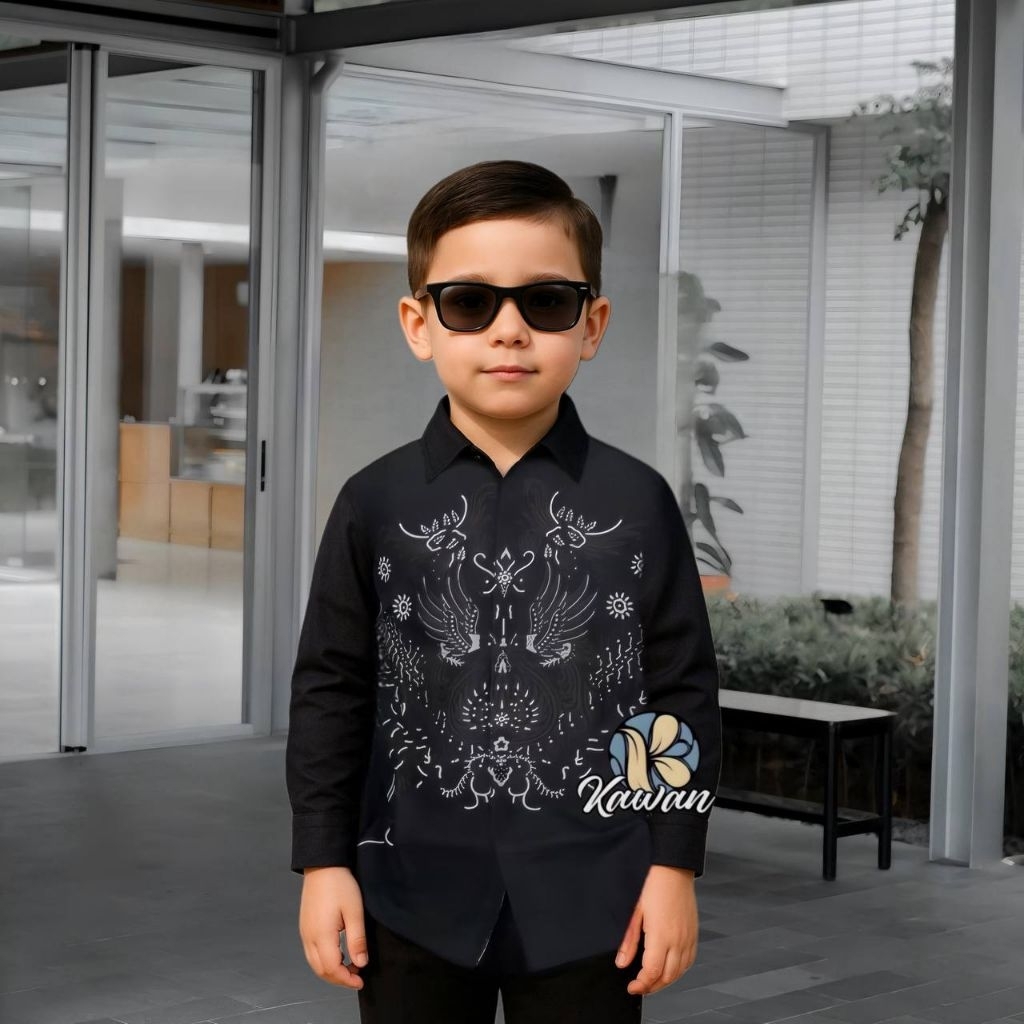 kemeja batik anak lengan panjang Viral kekinian terbaru,Baju batik anak lengan panjang anak cowok te