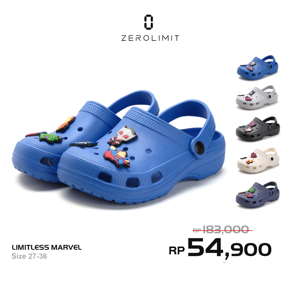 Zerolimit - Sandal Slip On Lily Jibbitz Marvel Edition Sendal Selop Anak Cowok Karakter Size 27-36