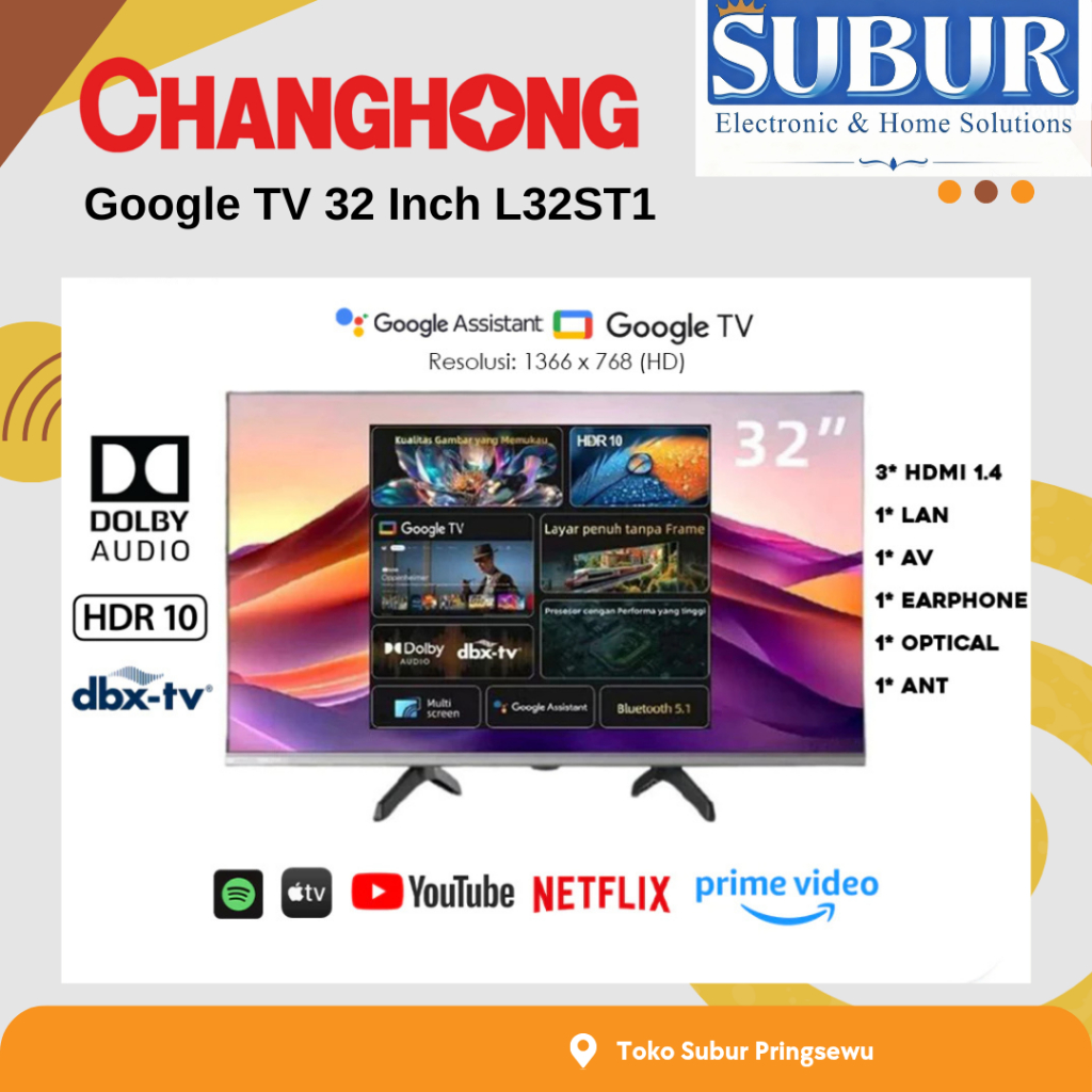 Changhong Smart TV Google TV 32 Inch L32ST1