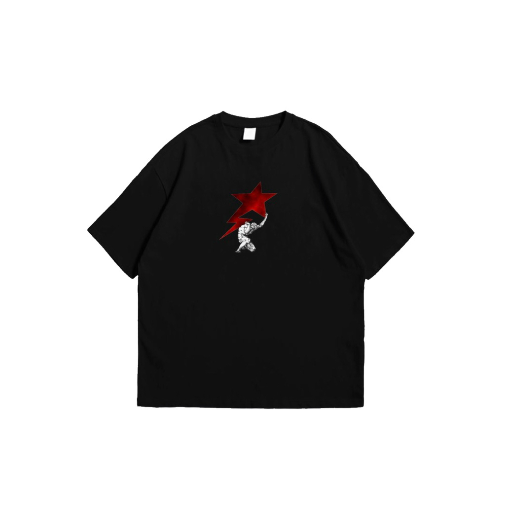 kaos hitam oversize Heavyweight Cotton Combed 16's || star