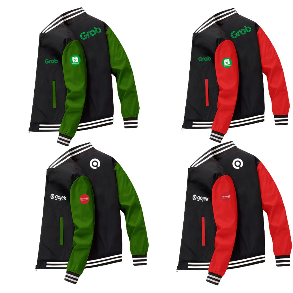 Diskon - Jaket Bomber Trend Jakey Grab Gojek Indriver Gopartner Full Bordir 100% Jaket Grabbike Driv