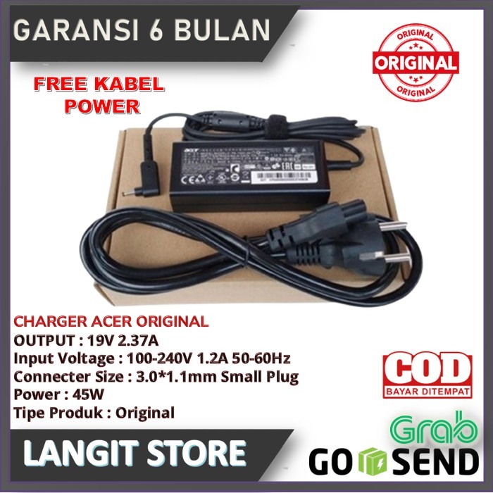 Adaptor Chager Acer ADP-45FE F ADP-45HE D 19V 2.37A DC 3.0 x 1.1mm 45W