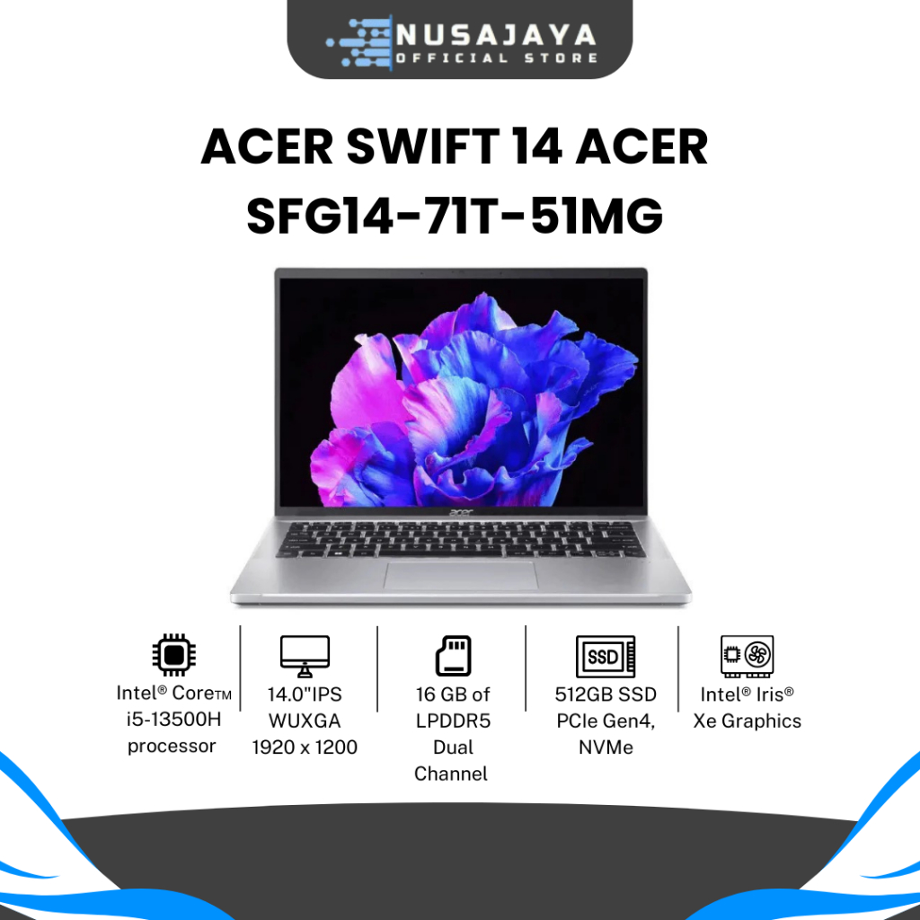 ACER SWIFT 14 ACER SFG14-71T-51MG SILVER i5-13500H 16GB 512GB W11+OHS 2021