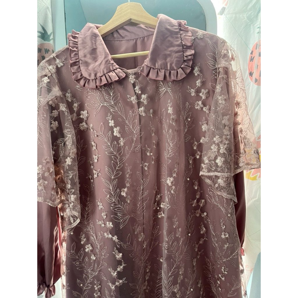 Kebaya Brukat tunik Ungu Bigsize Jumbo