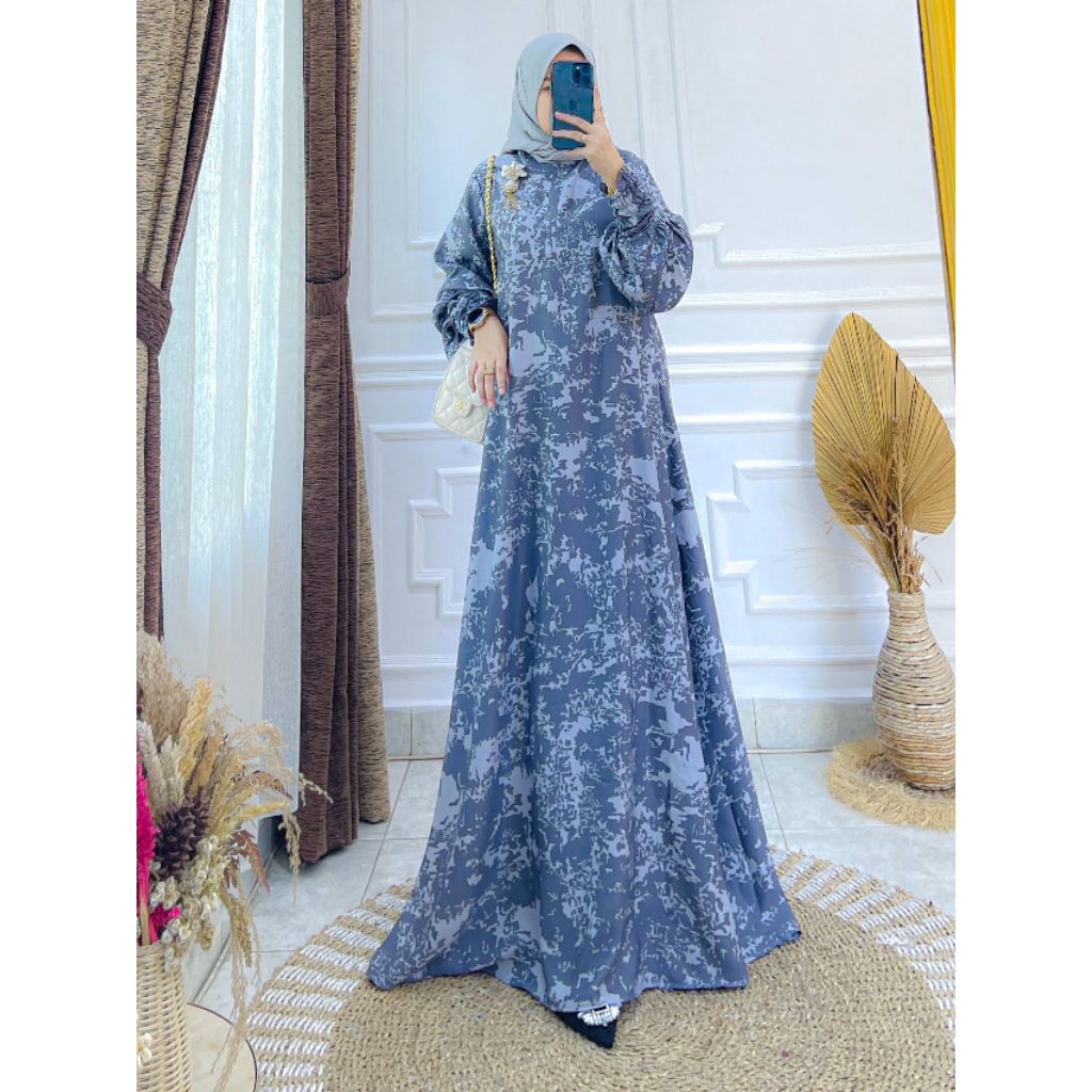 ALMEERA Dress Maxmara Dior Gamis Kekinian Motif Tydie Dress Wanita Busui freandly