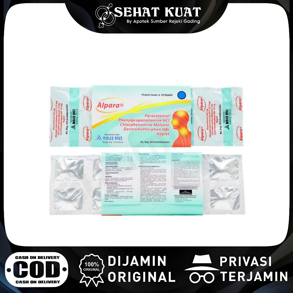 ALPARA Kaplet Obat Batuk Flu Paracetamol Phenylpropanolamine 1 Strip 10 Kaplet