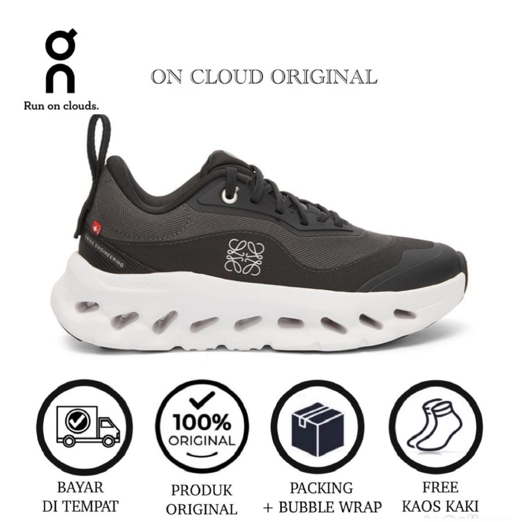 sepatu running on cloudtilt x loewe2.0 all black (free topi on cloud & kaos kaki on cloud