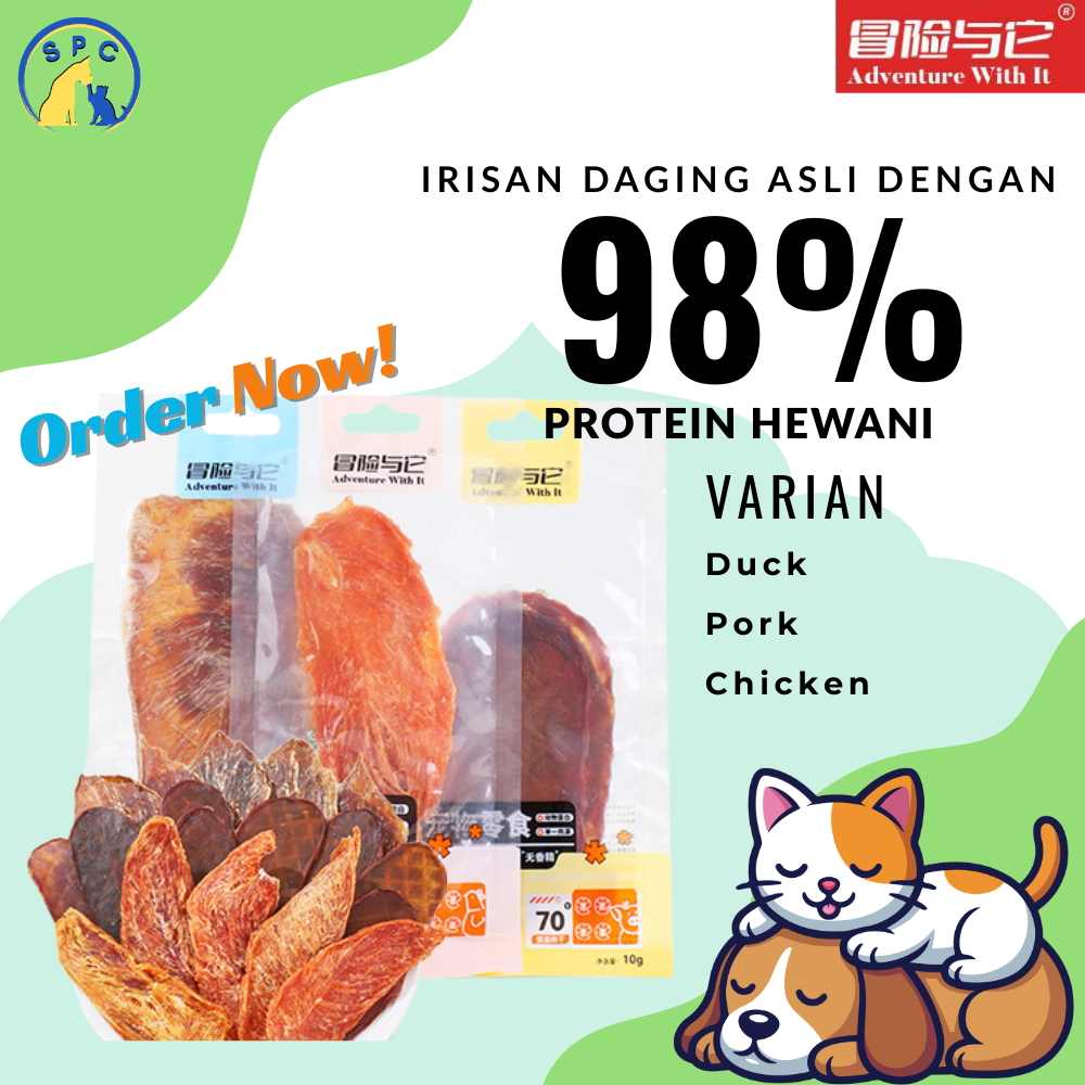 Snack Dendeng Anjing Kucing AWI AdventureWithIt 10g Slice Daging Kering Oven Makanan Ringan