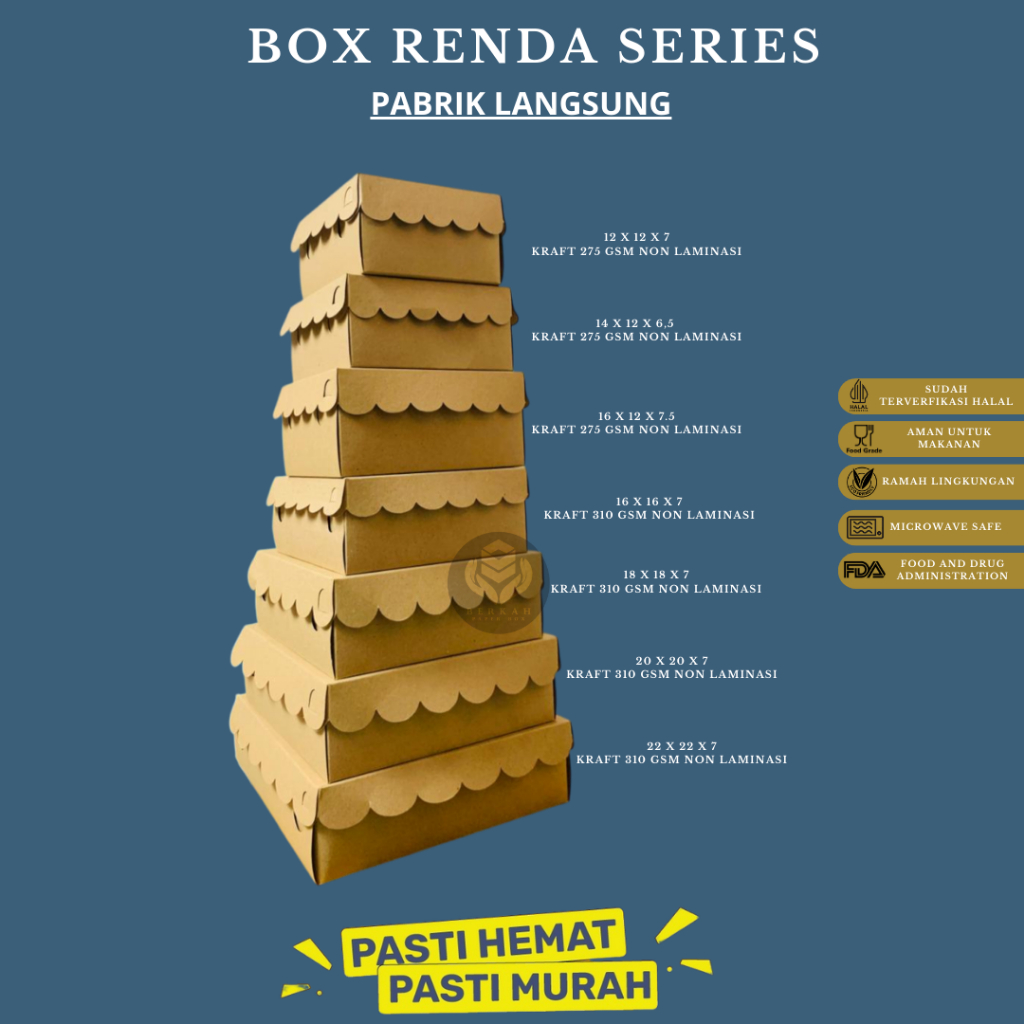 Box Nasi 18x18 Dus Nasi Kotak 18x18 Dus 18x18 Renda (BAR42K3-18X18X7.5 Cm)