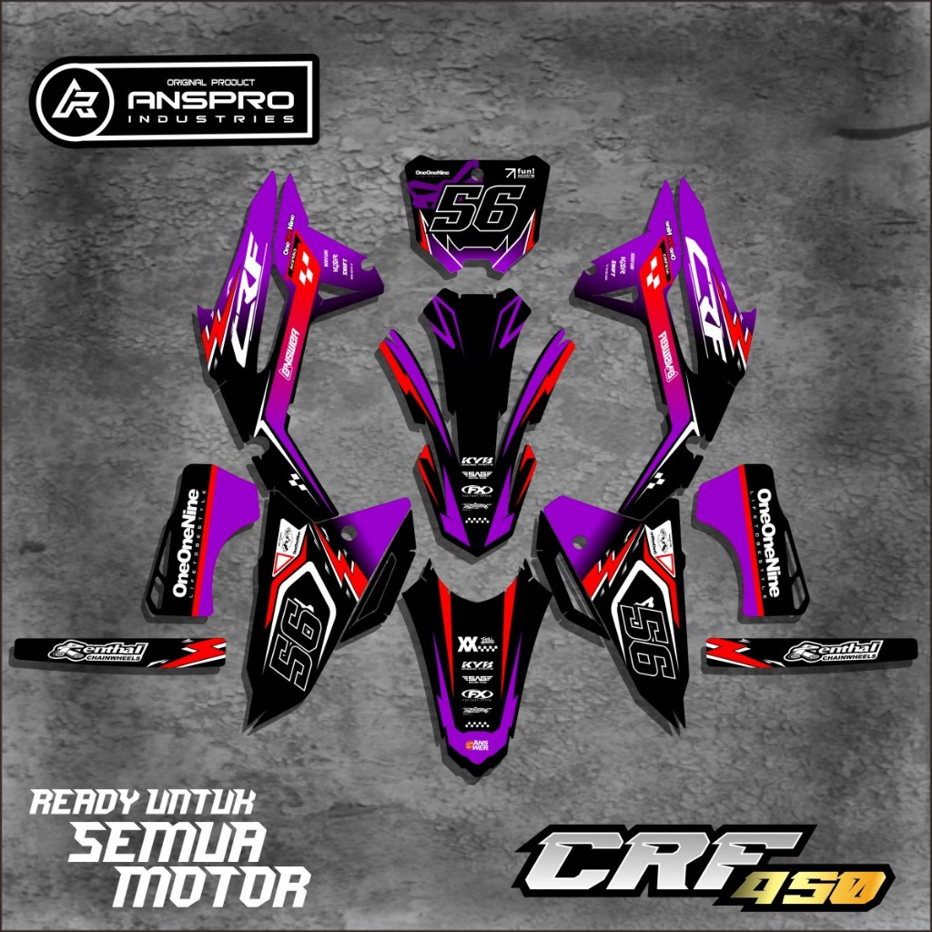 DECAL FULL BODY CRF 450 STIKER PELINDUNG BODY MOTOR CRF 450 FREE CUSTOM
