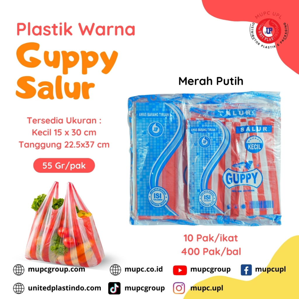 Plastik salur merah putih Guppy/ plastik merah putih/ plastik salur