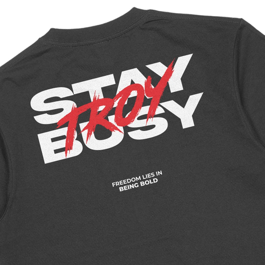 Troy Company T-shirt Dark Grey Boldness - Kaos Lengan Pendek Kaos Abu Gelap MTD 3478