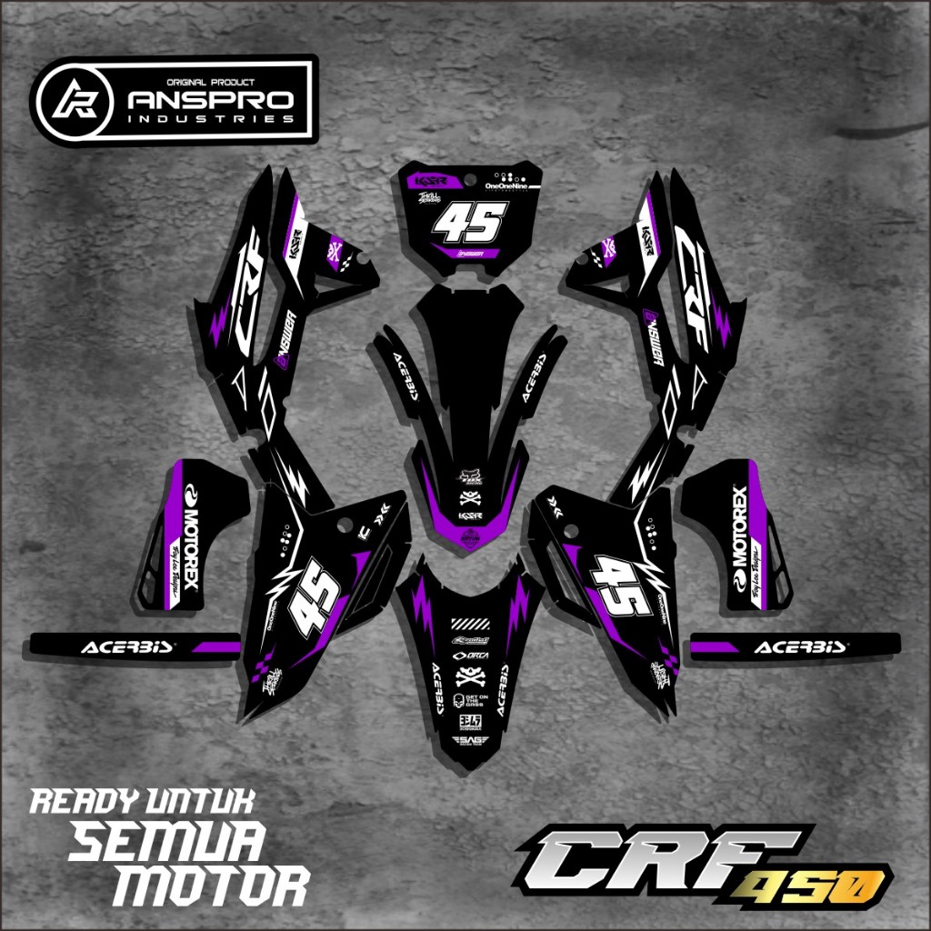 DECAL FULL BODY CRF 450 STIKER PELINDUNG BODY MOTOR CRF 450 FREE CUSTOM