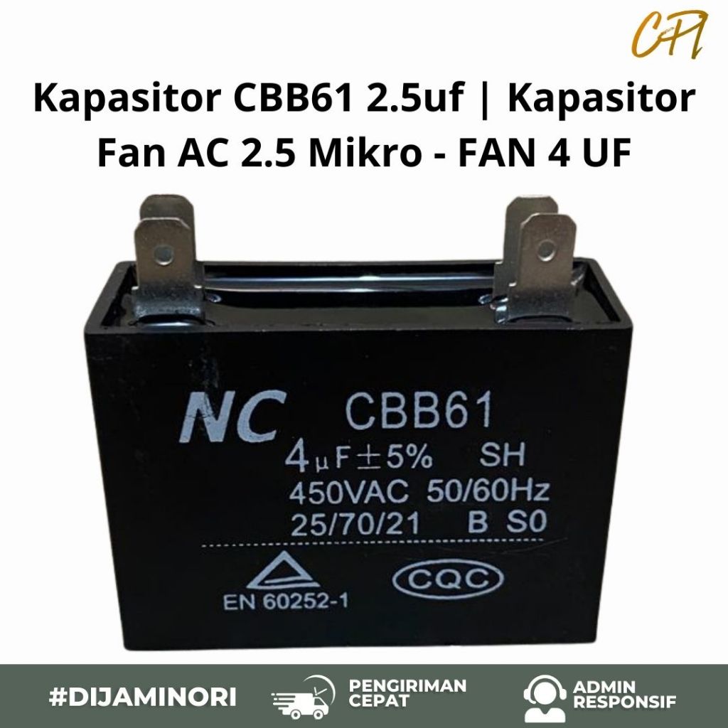 Kapasitor CBB61 2.5uf | Kapasitor Fan AC 2.5 Mikro - FAN 4 UF