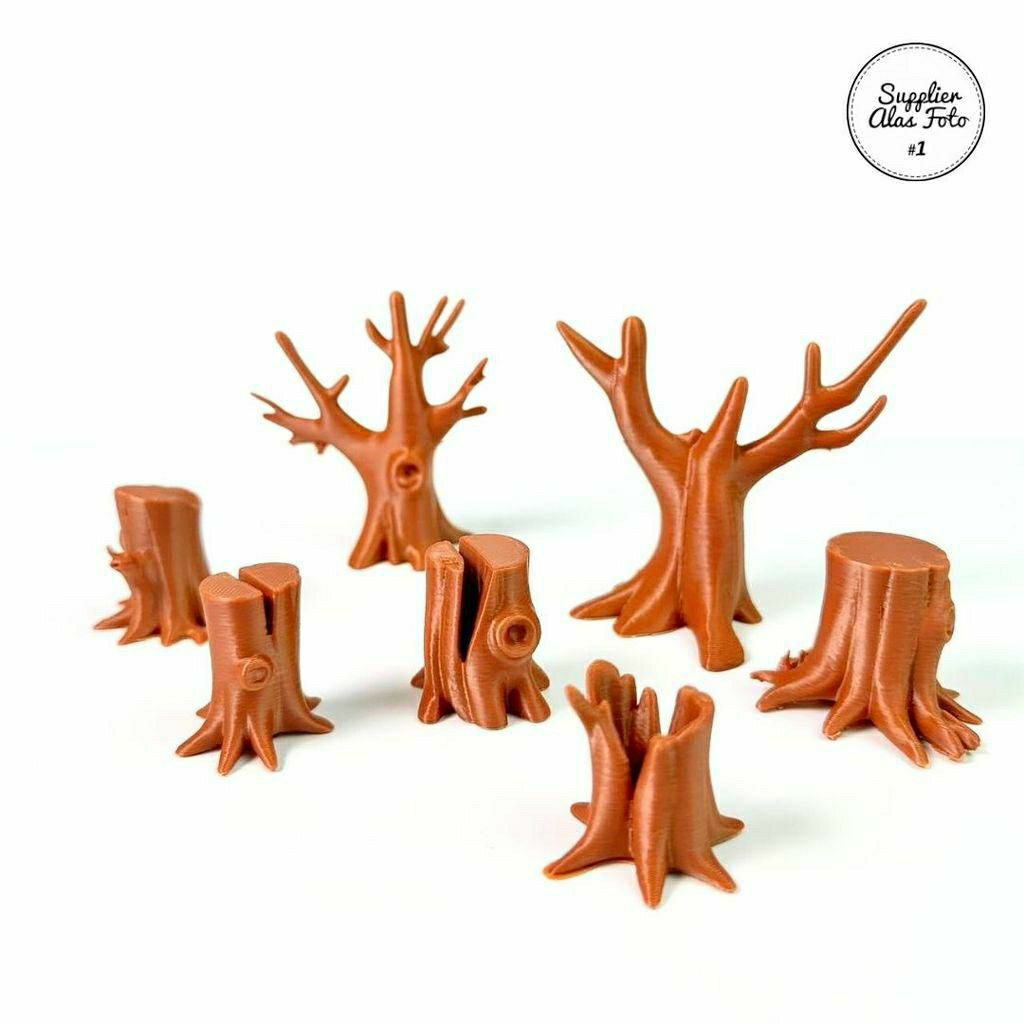 Set Dekorasi Miniatur Pohon Ranting Kering & Tunggul Kayu Plastik | Properti foto produk visual este