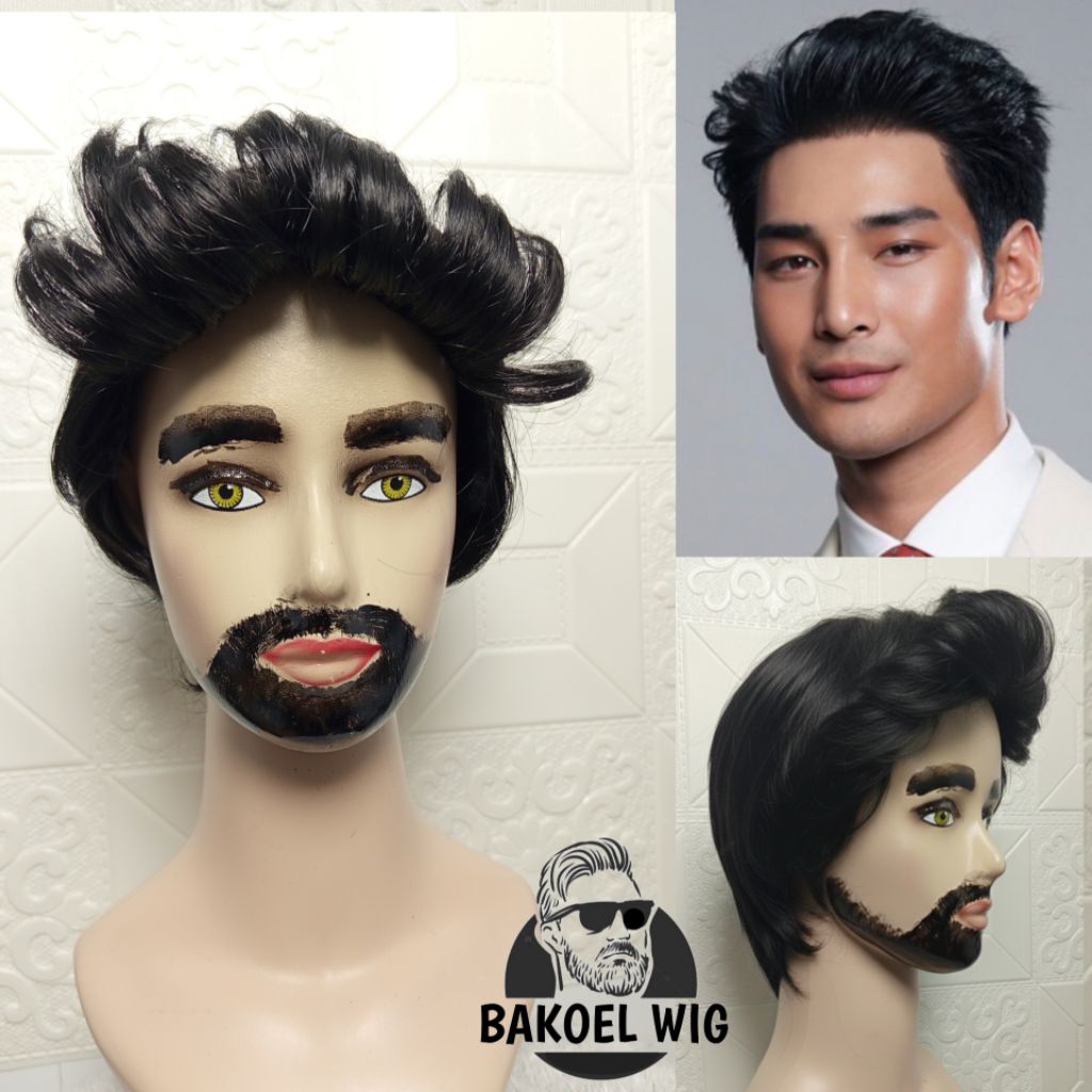 BAKOEL WIG PRIA RAMBUT PENDEK MODEL GONDES JAMBUL GAYA ASLI INDONESIA kode jambul gondes