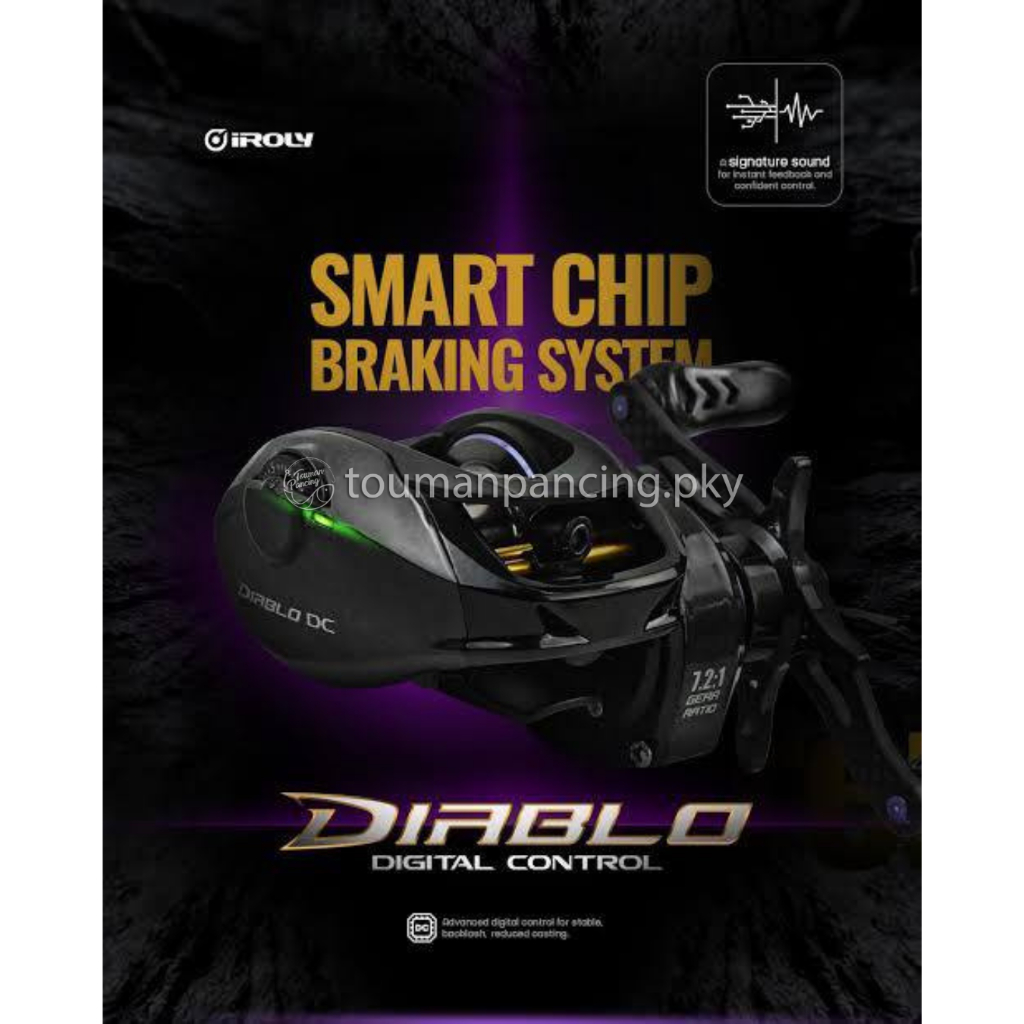 Reel Baitcasting IROLY Diablo DC 150L Digital Control | DC Reel 7.2:1 | Anti Backlash