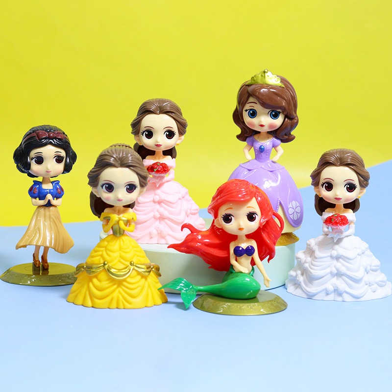 Topper Kue Mainan Princess Figur Putri Salju Elsa Anna Sofia Belle Hiasan Kue Ulang Tahun Anak