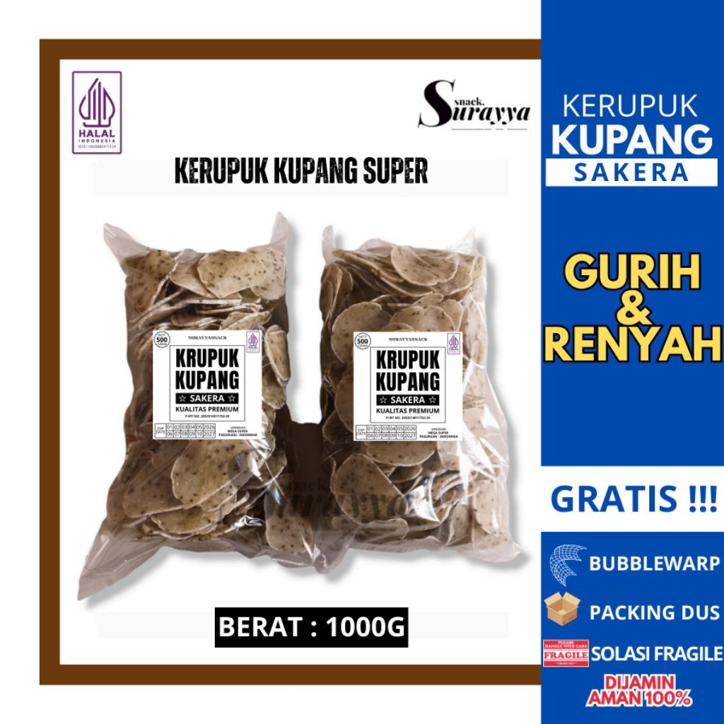 Promo kerupuk kupang mentah 1kg kerupuk kupang asli