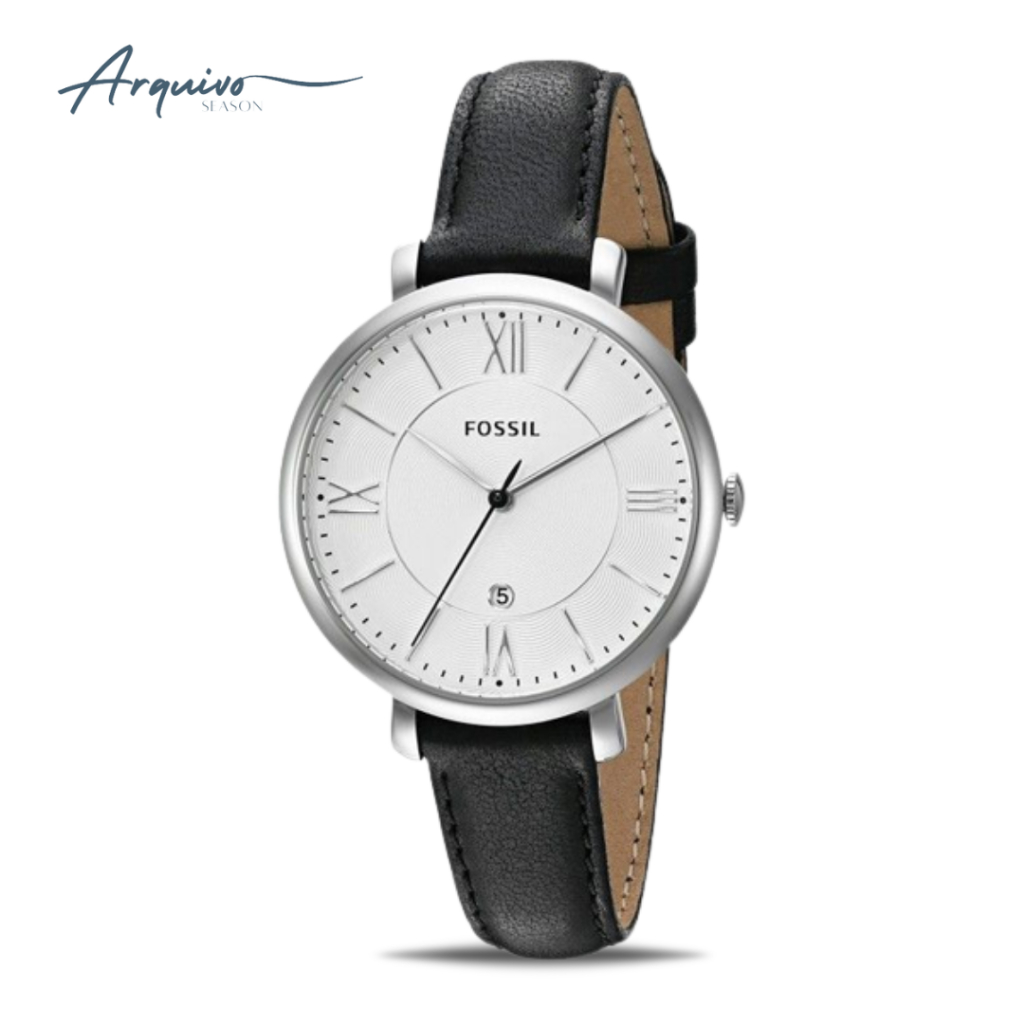 Jam Tangan Fossil Wanita Jacqueline Kulit Hitam Slim Casual Original ES3972