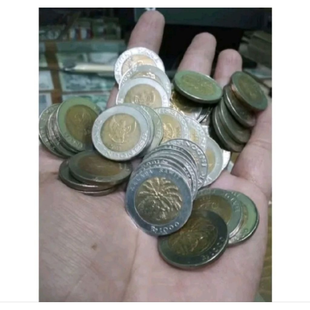 koin 1000 rupiah kelapa sawit asli tahun 1995