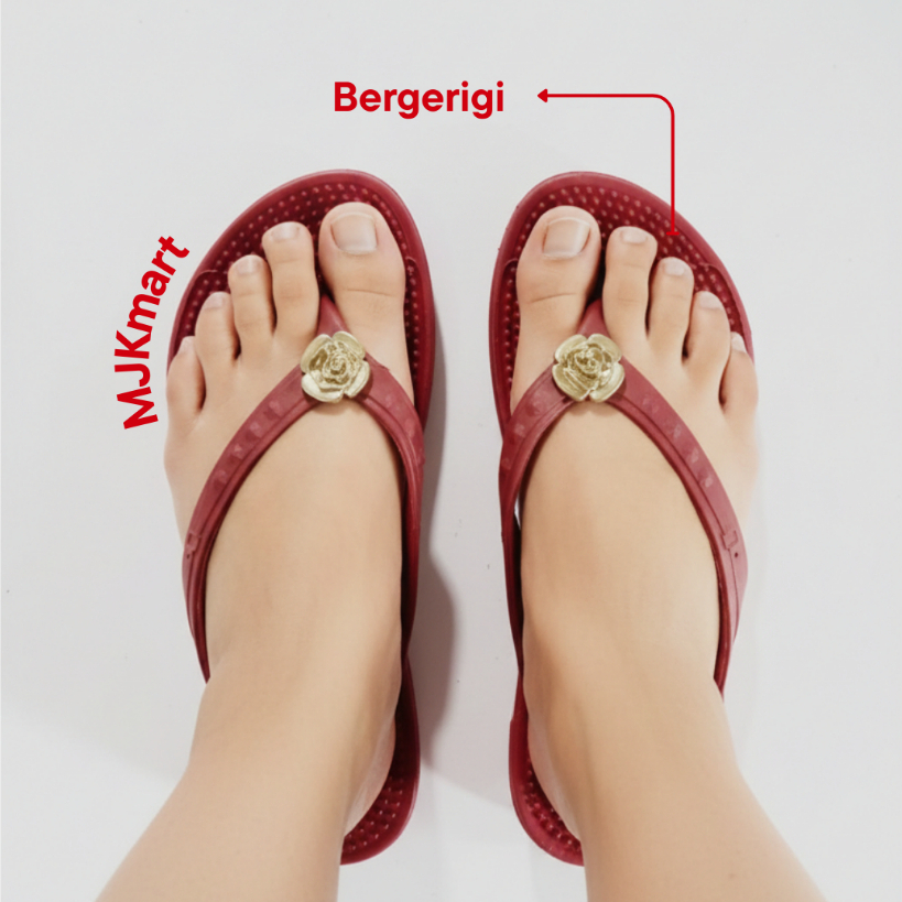 Sandal Karet Duri Wanita Alas Bergerigi Sandal Rumah Refleksi Pijat Kaki Bahan Karet