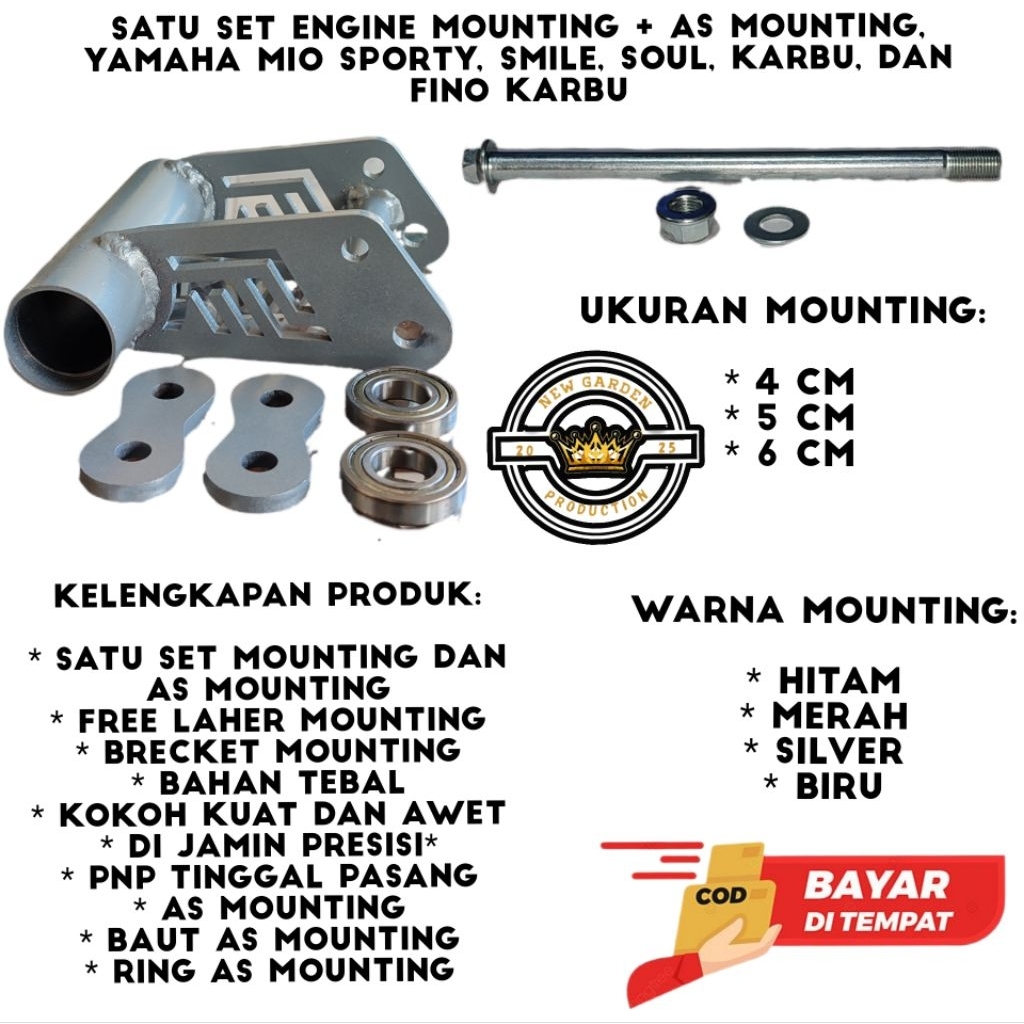 SATU SET Engine Mounting + AS Mounting Yamaha Mio Sporty, Mio Smile, Mio Soul, Mio Karbu Dan Fino Ka