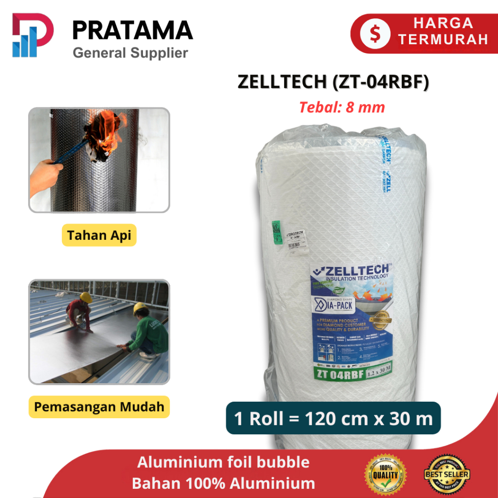 ZELLTECH Insulation ZT 04RBF 1.2m x 30m 8mm / Zelltech Foil 8mm