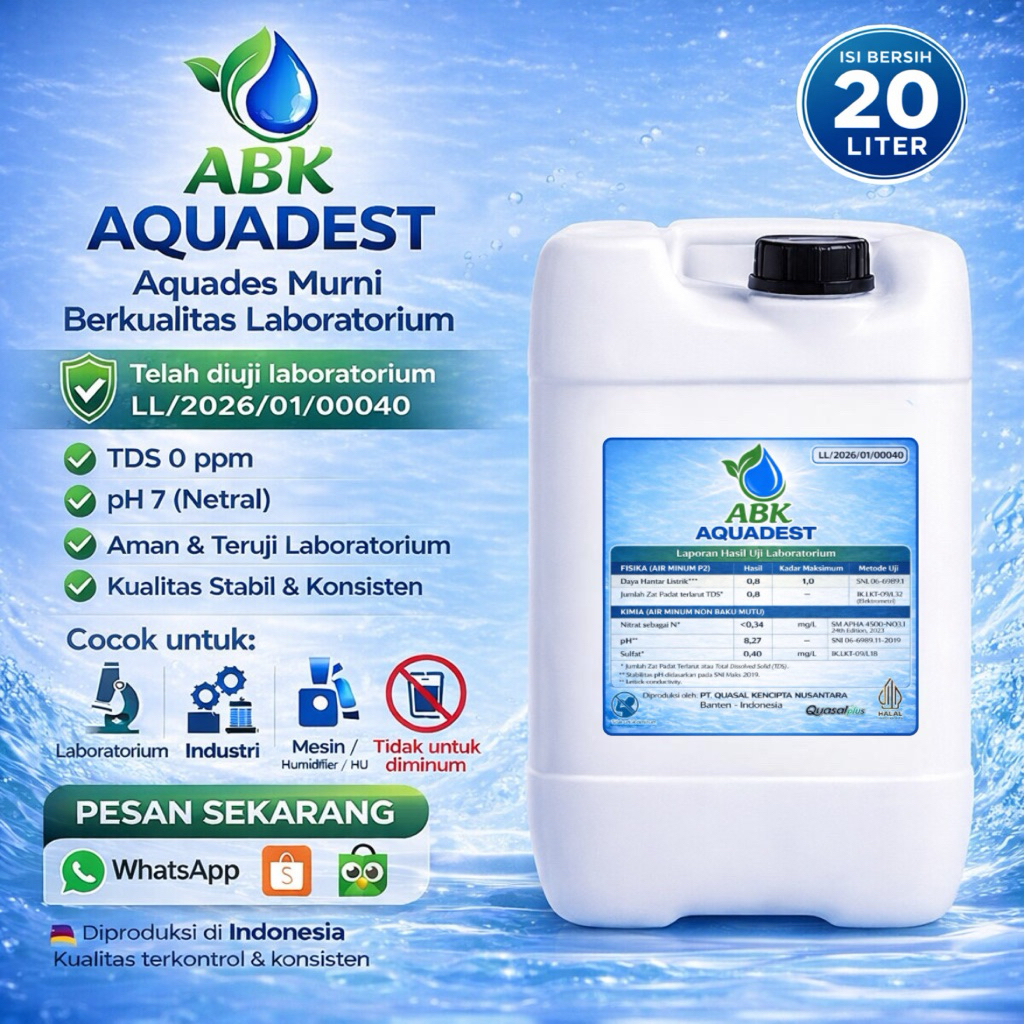 Aquadest Aquadest Distilled Water Air Suling 20 Liter