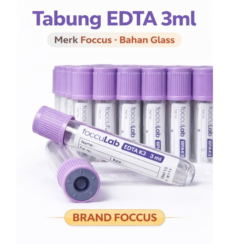 Foccus Tabung EDTA 3ml Tabung Darah EDTA Kaca Tube EDTA Glass 3ml
