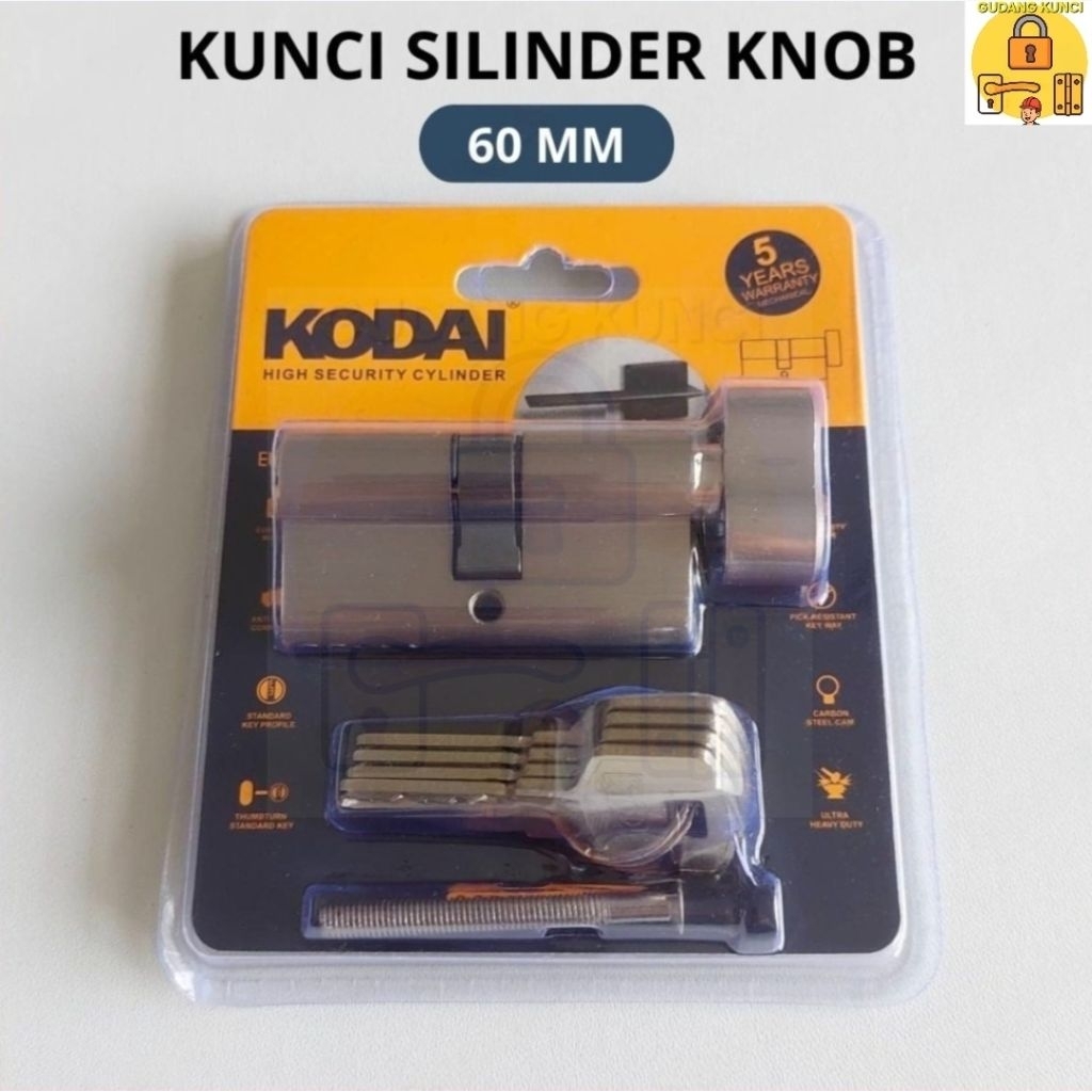 Silinder Kunci Pintu Knob / Silinder Knob Putar Kuningan Kodai