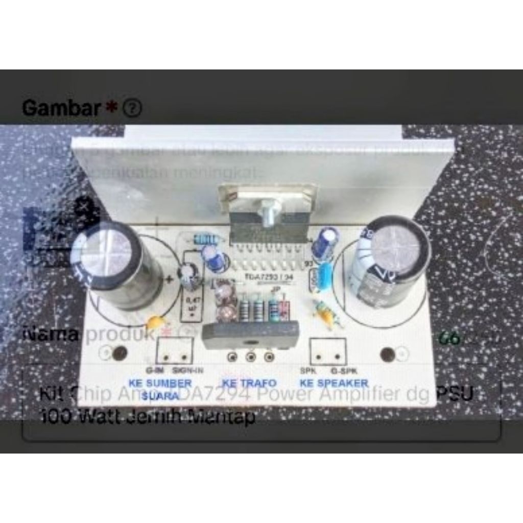 Kit Chip Amp TDA7294 Power Amplifier dg PSU 100 Watt Jernih Mantap