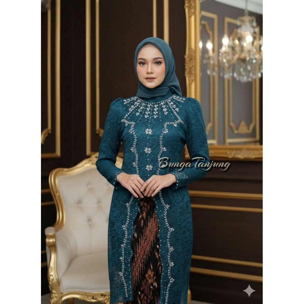 Tunik Glamor Brukat / Atasan Kebaya Tunik Modern / Kebaya Brukat Premium / Kebaya Tunik Payet / Keba