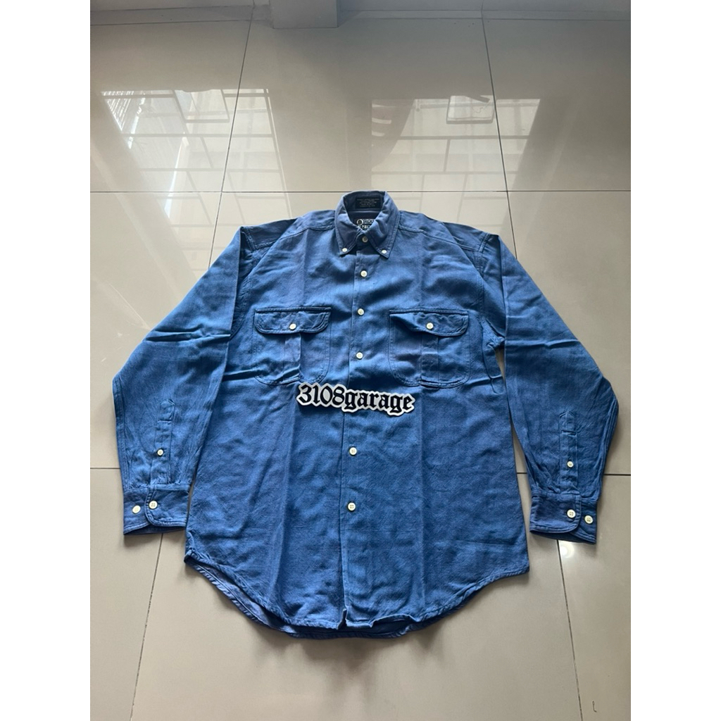 Kemeja lengan panjang flanel polos casual santai muskoka lakes biru blue sz S used second mens pria