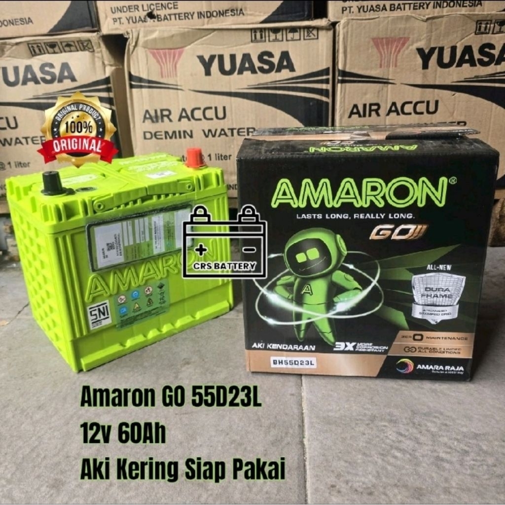 Aki Mobil Amaron GO 55D23L 60Ah Accu Kering Siap Pakai