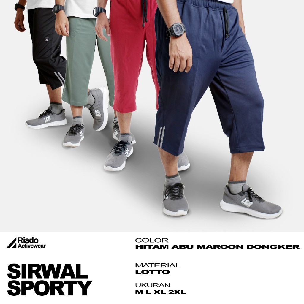 Sirwal Sporty RIADO Celana Olahraga Pria Dewasa Bahan Lotto Ukuran M L XL 2XL