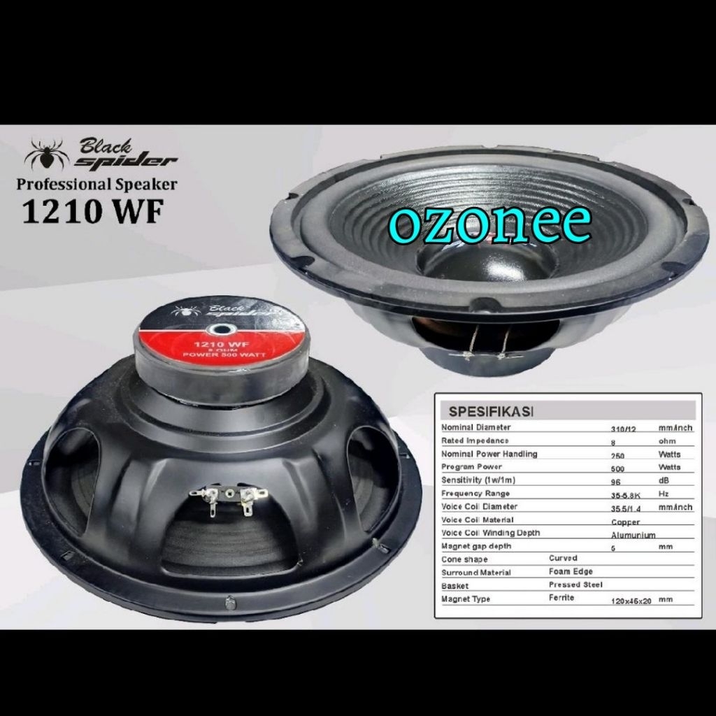 Speaker Komponen Black Spider 1210WF 12 inch  Woofer 500 Watt Original
