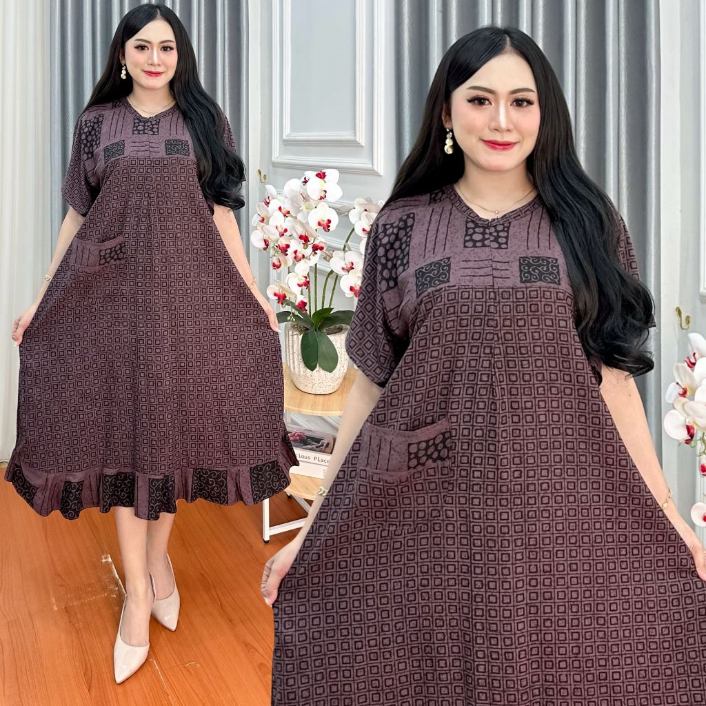 Daster Jumbo LD 120 Kencana Ungu//Daster Batik//Daster Jumbo Print//Daster Kekinian//Daster Viral//D