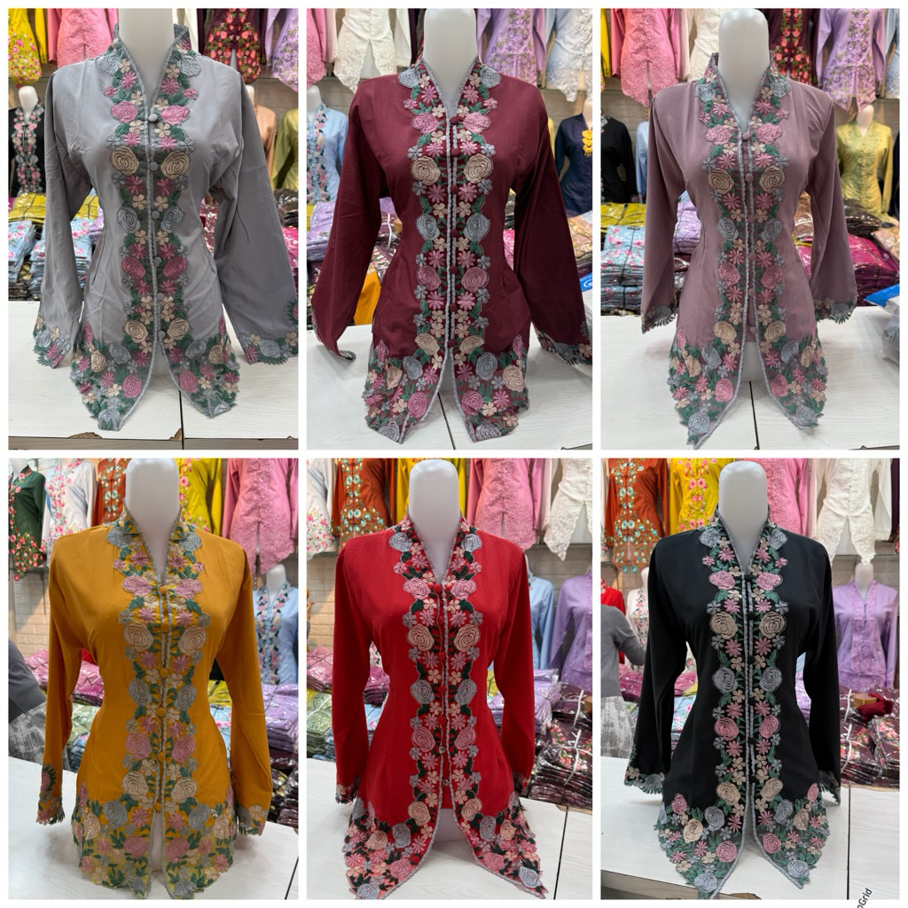 (Bisa COD)kebaya encim bordir bunga mewah//kebaya seragam kerja wanita//kebaya acara formal wanita
