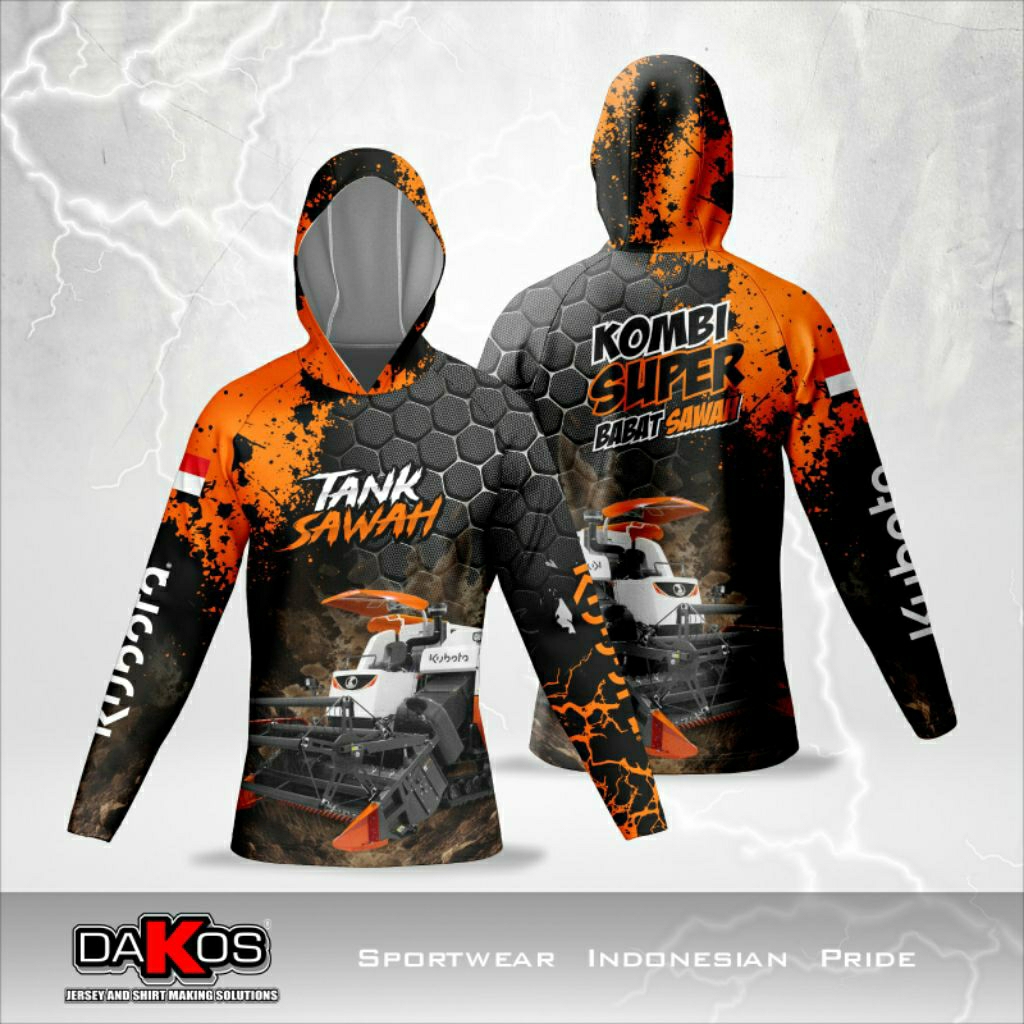 Jersey Combine Kubota Lengan Panjang Fullprint Bahan Dryfit Adem Jersey kombi TANK SAWAH kaos kombi 